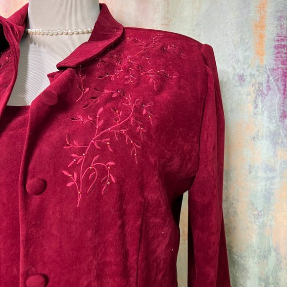 VTG๐ Karin Stevens Faux Suede Dress with Jacket backside it has a long Slit - Picture 2 of 16